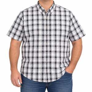 Harbor Bay HB Shirt Mens Big 1X Gray Plaid Cotton Blend Short Sleeve Casual